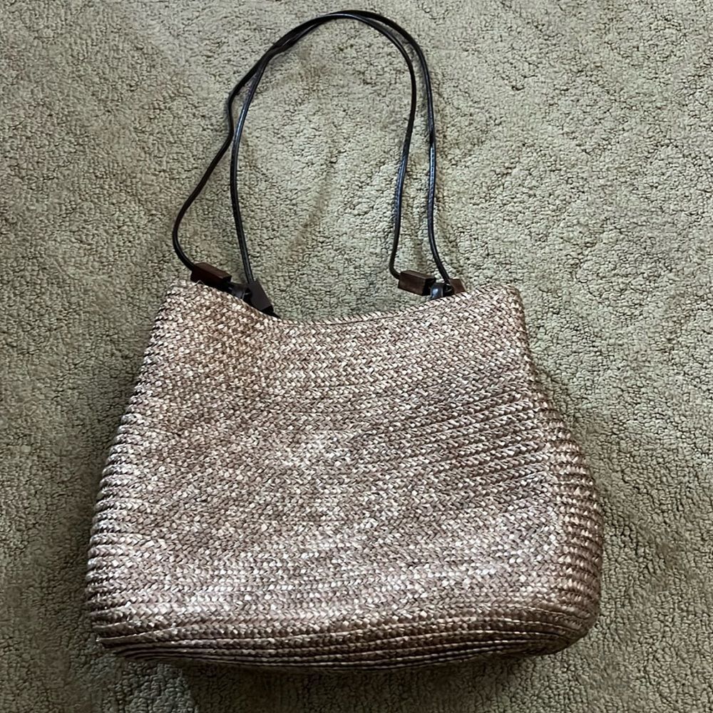 100% Wheat Straw Shoulder Bag – Tan/Brown | NWOT | Natural Boho Style